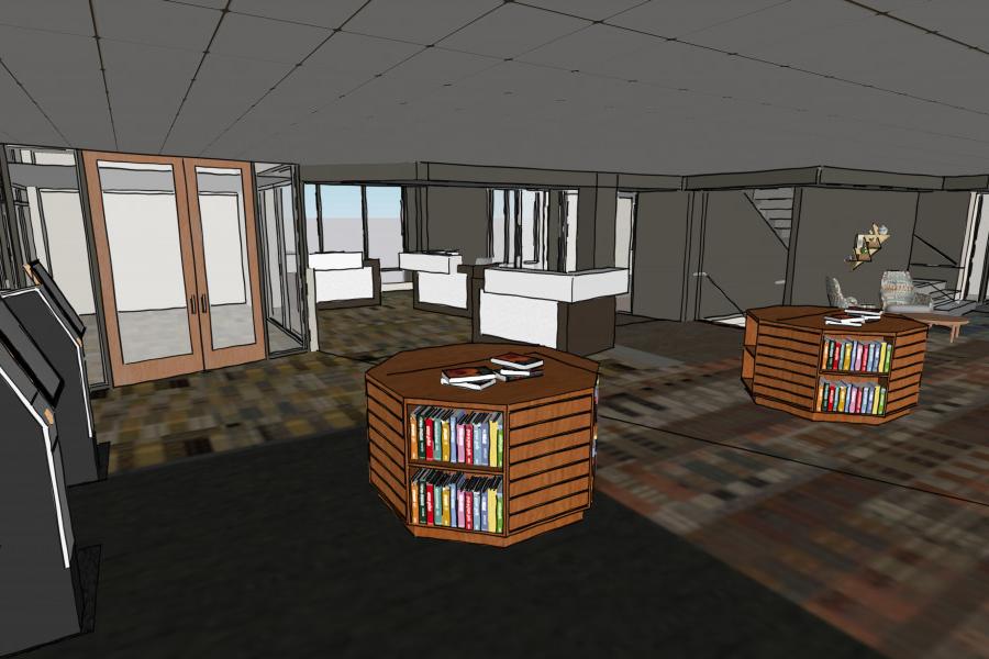 A new lobby and first-floor entrance will greet library visitors.